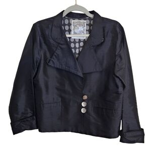 Kai Mira Vintage Black Silk Evening Jacket Size M